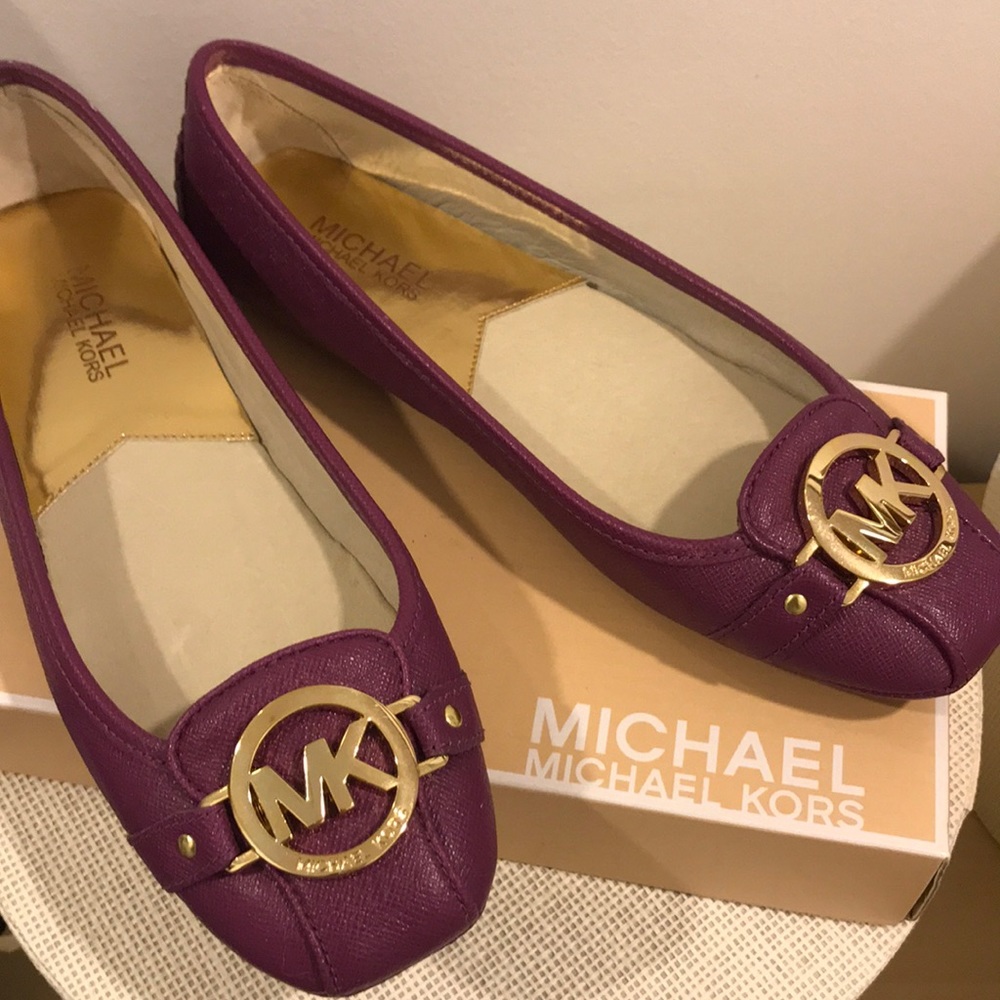 Michael Kors Pomegranate Leather Flats